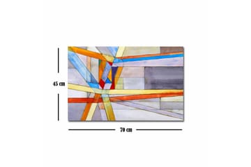 Canvastavla - Abstrakt komposition med geometriska linjer och former - Blå / Orange / Grå - Inredning - Tavlor & posters - Canvastavla