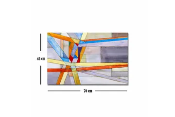 Canvastavla - Abstrakt komposition med geometriska linjer och former - Blå / Orange / Grå - Inredning - Tavlor & posters - Canvastavla