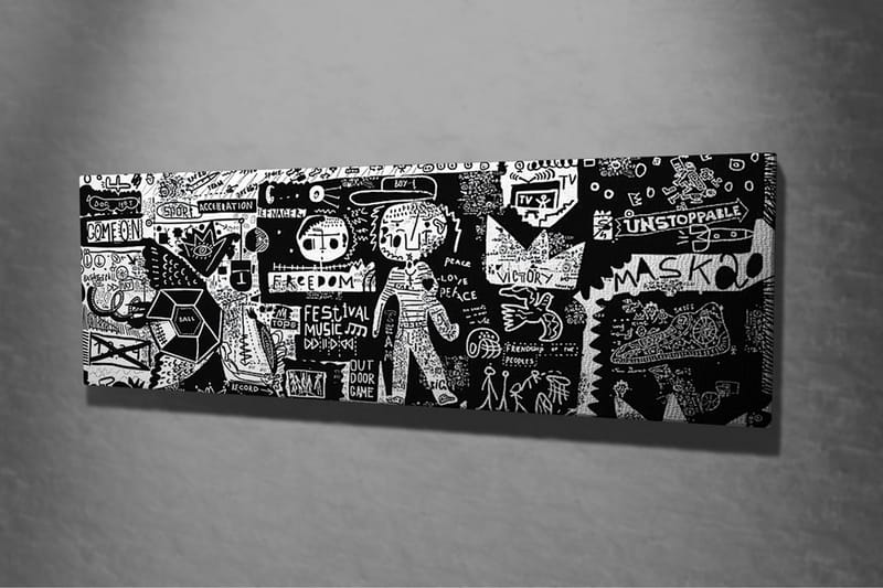 Canvastavla - Abstrakt komposition med grafiska element och texturer - Svart / Vitt - Inredning - Tavlor & posters - Canvastavla