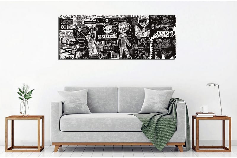 Canvastavla - Abstrakt komposition med grafiska element och texturer - Svart / Vitt - Inredning - Tavlor & posters - Canvastavla