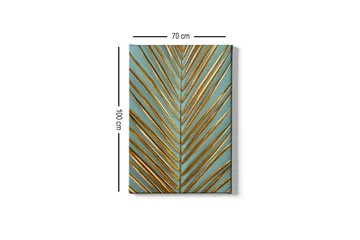 Canvastavla - Abstrakt komposition med gyllene bladformer - Guld / Turkos - Inredning - Tavlor & posters - Canvastavla