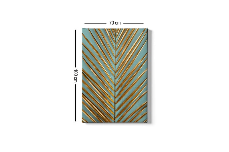 Canvastavla - Abstrakt komposition med gyllene bladformer - Guld / Turkos - Inredning - Tavlor & posters - Canvastavla