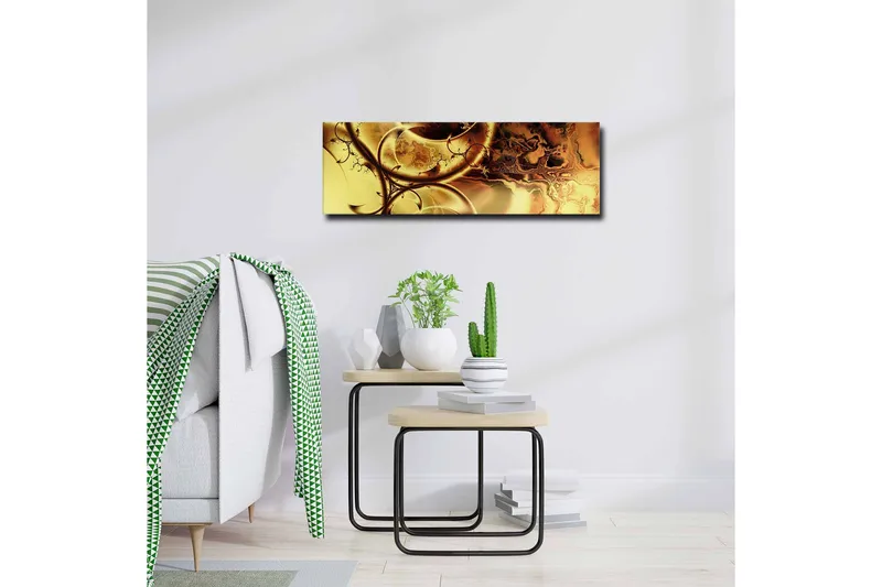 Canvastavla - Abstrakt komposition med gyllene och bruna mönster - Guld / Mörkbrun - Inredning - Tavlor & posters - Canvastavla