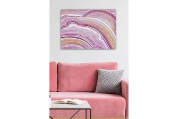 Canvastavla - Abstrakt komposition med mjuka, vågiga linjer i lila toner - Lila / Vit / Guld - Inredning - Tavlor & posters - Canvastavla