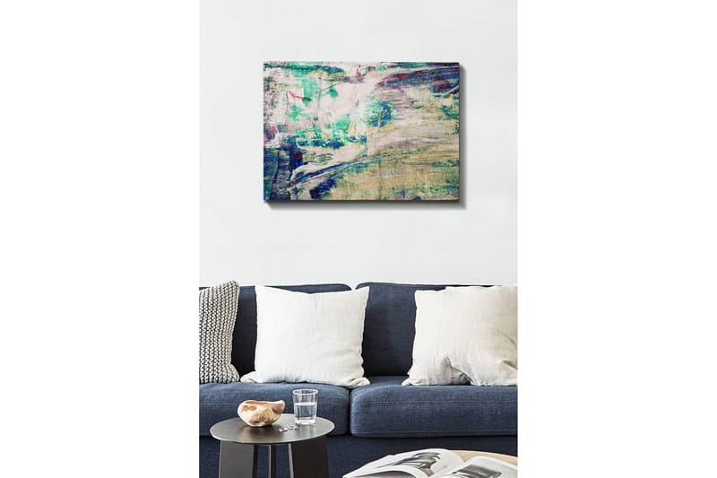 Canvastavla - Abstrakt komposition med mjuka färgövergångar - Turkos / Beige / Mörkblå - Inredning - Tavlor & posters - Canvastavla