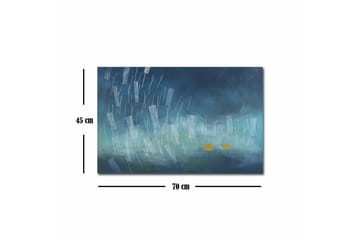 Canvastavla - Abstrakt komposition med regndroppar och gyllene cirklar - Mörkblå / Ljusblå / Gul - Inredning - Tavlor & posters - Canvastavla