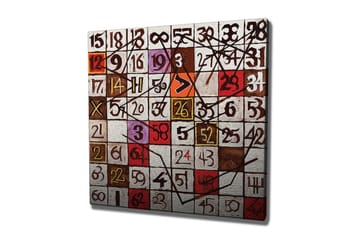 Canvastavla - Abstrakt komposition med siffror och linjer - Röd / Brun / Vit - Inredning - Tavlor & posters - Canvastavla