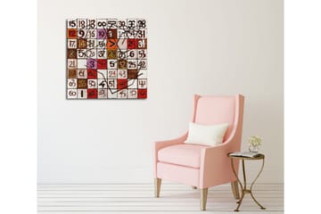 Canvastavla - Abstrakt komposition med siffror och linjer - Röd / Brun / Vit - Inredning - Tavlor & posters - Canvastavla