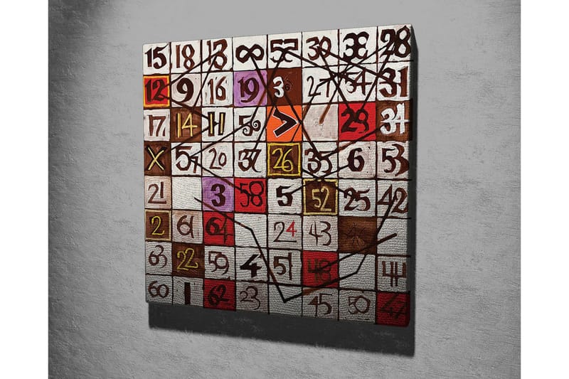 Canvastavla - Abstrakt komposition med siffror och linjer - Röd / Brun / Vit - Inredning - Tavlor & posters - Canvastavla