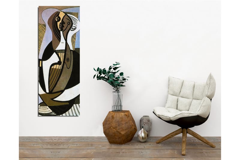 Canvastavla - Abstrakt komposition med stiliserade figurer - Svart / Beige / Ljusblå - Inredning - Tavlor & posters - Canvastavla