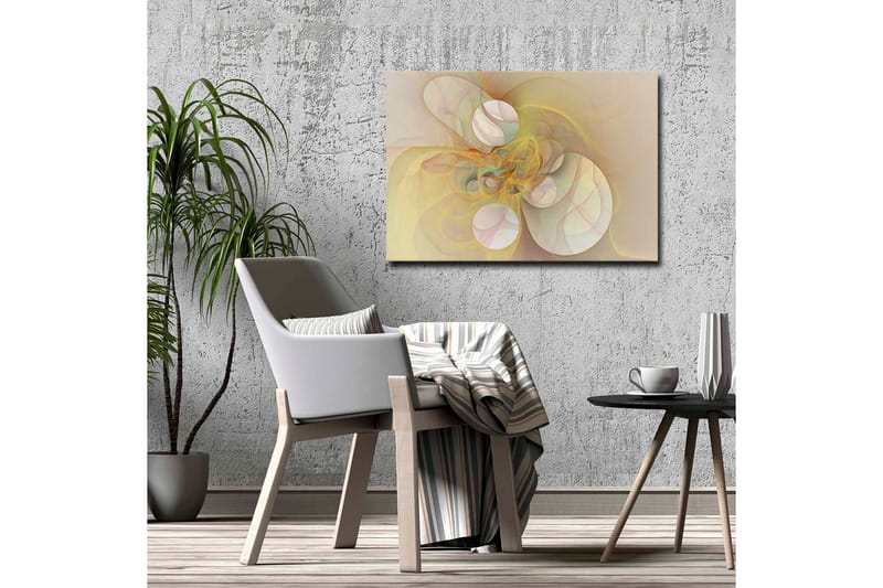 Canvastavla - Abstrakt komposition med svävande former i mjuka nyanser - Ljusgul / Beige / Ljusrosa - Inredning - Tavlor & posters - Canvastavla