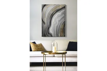 Canvastavla - Abstrakt komposition med svarta och gråa mönster - Svart / Grå / Guld - Inredning - Tavlor & posters - Canvastavla