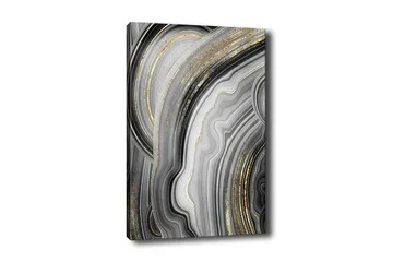 Canvastavla - Abstrakt komposition med svarta och gråa mönster - Svart / Grå / Guld - Inredning - Tavlor & posters - Canvastavla