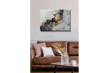 Canvastavla - Abstrakt komposition med svarta och gyllene inslag - Svart / Guld / Grå - Inredning - Tavlor & posters - Canvastavla