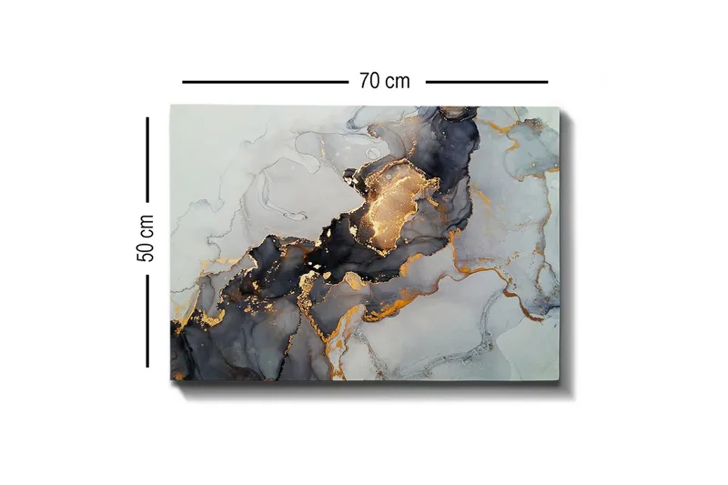 Canvastavla - Abstrakt komposition med svarta och gyllene inslag - Svart / Guld / Grå - Inredning - Tavlor & posters - Canvastavla