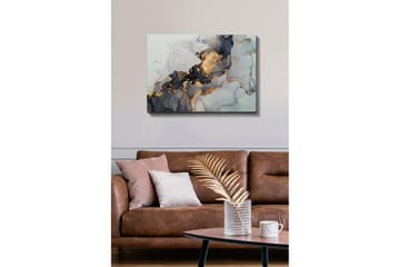 Canvastavla - Abstrakt komposition med svarta och gyllene inslag - Svart / Guld / Grå - Inredning - Tavlor & posters - Canvastavla