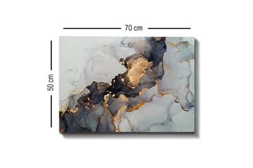 Canvastavla - Abstrakt komposition med svarta och gyllene inslag - Svart / Guld / Grå - Inredning - Tavlor & posters - Canvastavla