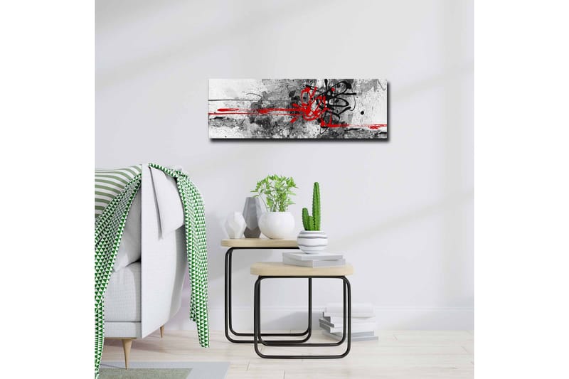 Canvastavla - Abstrakt komposition med svarta och röda linjer - Röd / Svart / Grå - Inredning - Tavlor & posters - Canvastavla