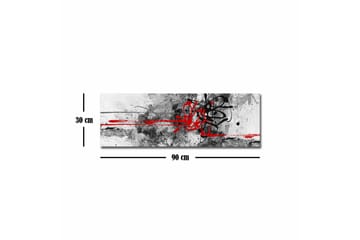 Canvastavla - Abstrakt komposition med svarta och röda linjer - Röd / Svart / Grå - Inredning - Tavlor & posters - Canvastavla