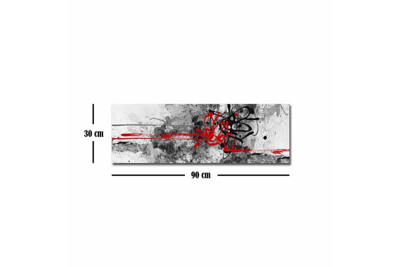 Canvastavla - Abstrakt komposition med svarta och röda linjer - Röd / Svart / Grå - Inredning - Tavlor & posters - Canvastavla