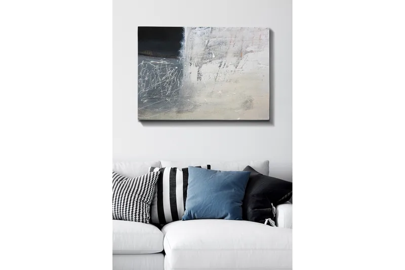 Canvastavla - Abstrakt komposition med svarta och vita inslag - Svart / Vitt / Grått - Inredning - Tavlor & posters - Canvastavla