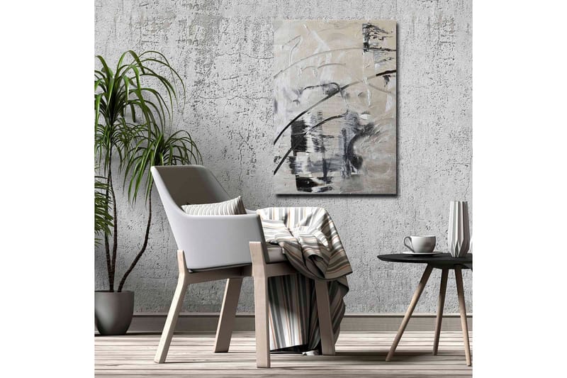 Canvastavla - Abstrakt komposition med svarta och vita linjer - Svart / Vit / Grå - Inredning - Tavlor & posters - Canvastavla