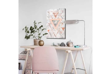 Canvastavla - Abstrakt komposition med trianglar i olika nyanser - Marmorvit / Koppar / Grå - Inredning - Tavlor & posters - Canvastavla