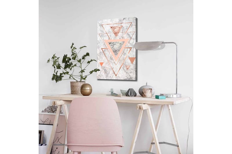 Canvastavla - Abstrakt komposition med trianglar i olika nyanser - Marmorvit / Koppar / Grå - Inredning - Tavlor & posters - Canvastavla
