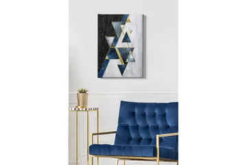 Canvastavla - Abstrakt komposition med trianglar och geometriska former - Svart / Blå / Vit - Inredning - Tavlor & posters - Canvastavla