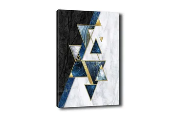 Canvastavla - Abstrakt komposition med trianglar och geometriska former - Svart / Blå / Vit - Inredning - Tavlor & posters - Canvastavla