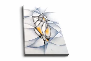 Canvastavla - Abstrakt komposition med två stiliserade figurer i samspel - Svart / Grå / Orange - Inredning - Tavlor & posters - Canvastavla