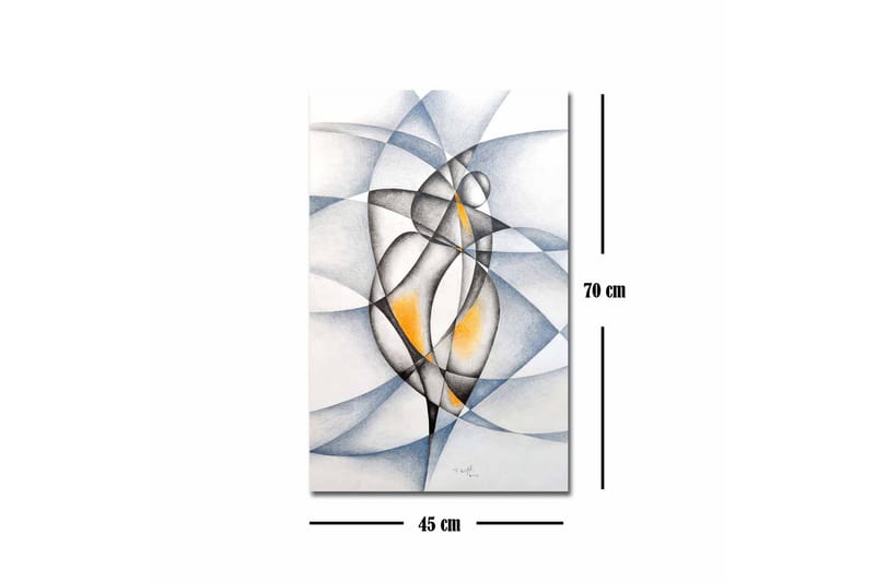 Canvastavla - Abstrakt komposition med två stiliserade figurer i samspel - Svart / Grå / Orange - Inredning - Tavlor & posters - Canvastavla