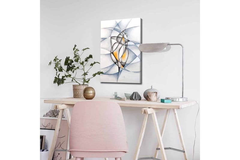 Canvastavla - Abstrakt komposition med två stiliserade figurer i samspel - Svart / Grå / Orange - Inredning - Tavlor & posters - Canvastavla