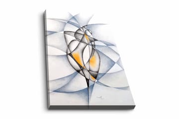 Canvastavla - Abstrakt komposition med två stiliserade figurer i samspel - Svart / Grå / Orange - Inredning - Tavlor & posters - Canvastavla