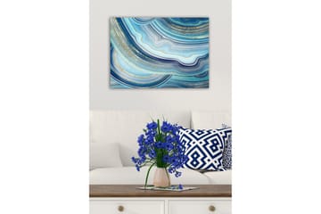 Canvastavla - Abstrakt komposition med vågiga linjer i blå nyanser - Blå / Turkos / Guld - Inredning - Tavlor & posters - Canvastavla