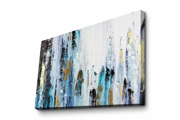 Canvastavla - Abstrakt komposition med vertikala linjer och färgade inslag - Blå / Svart / Guld - Inredning - Tavlor & posters - Canvastavla