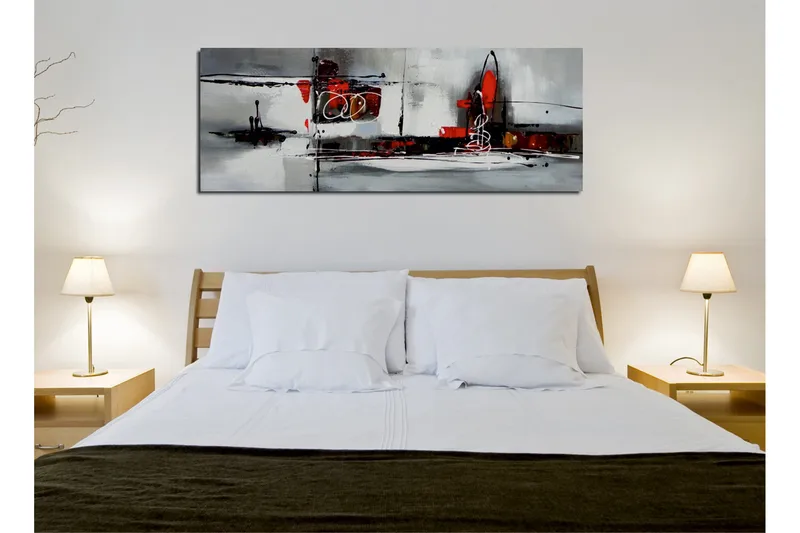 Canvastavla Abstrakt konst - Röd/Grå - Inredning - Tavlor & posters - Canvastavla