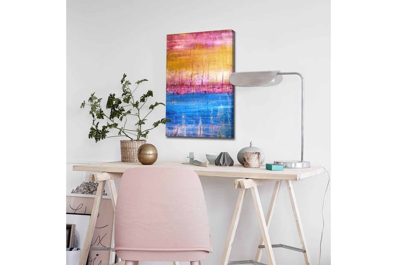 Canvastavla - Abstrakt landskap med färgövergångar i himmelska toner - Guld / Rosa / Blå - Inredning - Tavlor & posters - Canvastavla