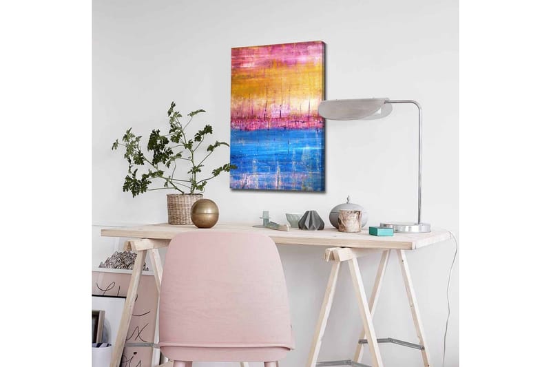Canvastavla - Abstrakt landskap med färgövergångar i himmelska toner - Guld / Rosa / Blå - Inredning - Tavlor & posters - Canvastavla