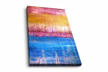 Canvastavla - Abstrakt landskap med färgövergångar i himmelska toner - Guld / Rosa / Blå - Inredning - Tavlor & posters - Canvastavla