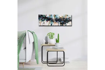 Canvastavla - Abstrakt landskap med flytande former och färger - Mörkblå / Turkos / Beige - Inredning - Tavlor & posters - Canvastavla