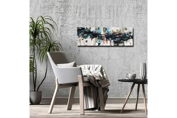 Canvastavla - Abstrakt landskap med flytande former och färger - Mörkblå / Turkos / Beige - Inredning - Tavlor & posters - Canvastavla