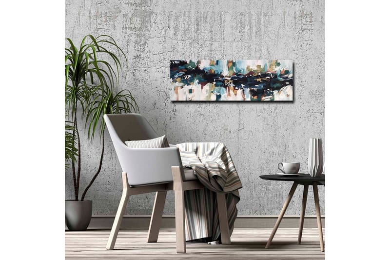 Canvastavla - Abstrakt landskap med flytande former och färger - Mörkblå / Turkos / Beige - Inredning - Tavlor & posters - Canvastavla