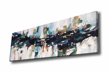 Canvastavla - Abstrakt landskap med flytande former och färger - Mörkblå / Turkos / Beige - Inredning - Tavlor & posters - Canvastavla