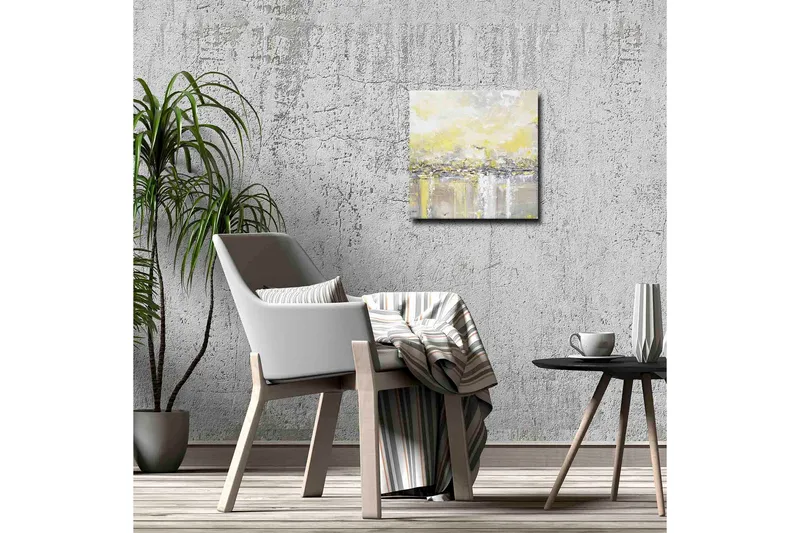 Canvastavla - Abstrakt landskap med ljusa nyanser av gult och grått - Gult / Grått - Inredning - Tavlor & posters - Canvastavla