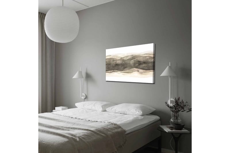 Canvastavla - Abstrakt landskap med mjuka, vågiga former - Grå / Beige / Vit - Inredning - Tavlor & posters - Canvastavla