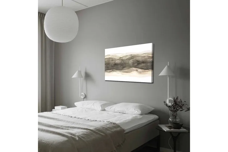 Canvastavla - Abstrakt landskap med mjuka, vågiga former - Grå / Beige / Vit - Inredning - Tavlor & posters - Canvastavla