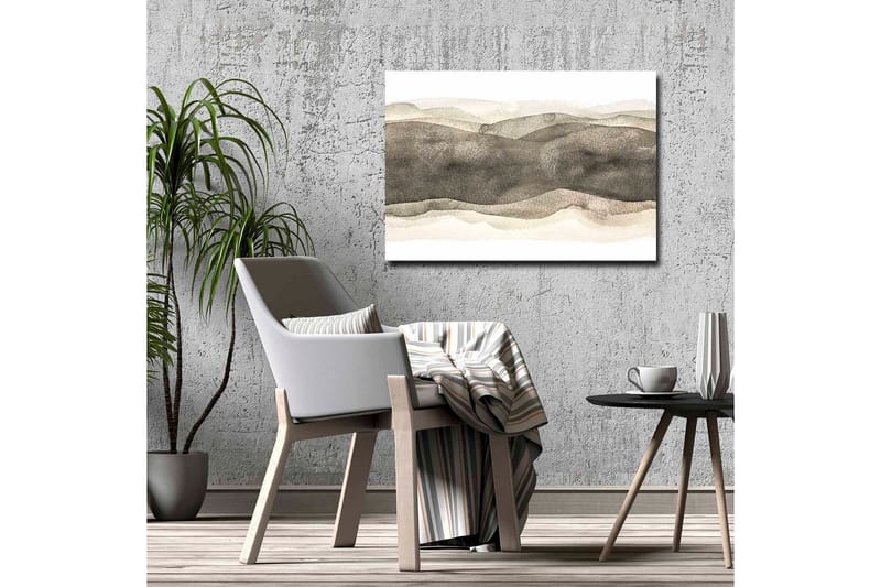 Canvastavla - Abstrakt landskap med mjuka, vågiga former - Grå / Beige / Vit - Inredning - Tavlor & posters - Canvastavla