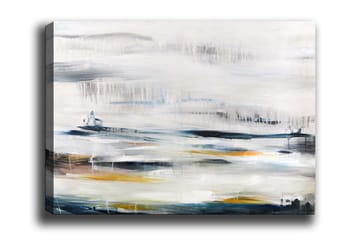 Canvastavla - Abstrakt landskap med mjuka färgövergångar - Blå / Grå / Gul - Inredning - Tavlor & posters - Canvastavla