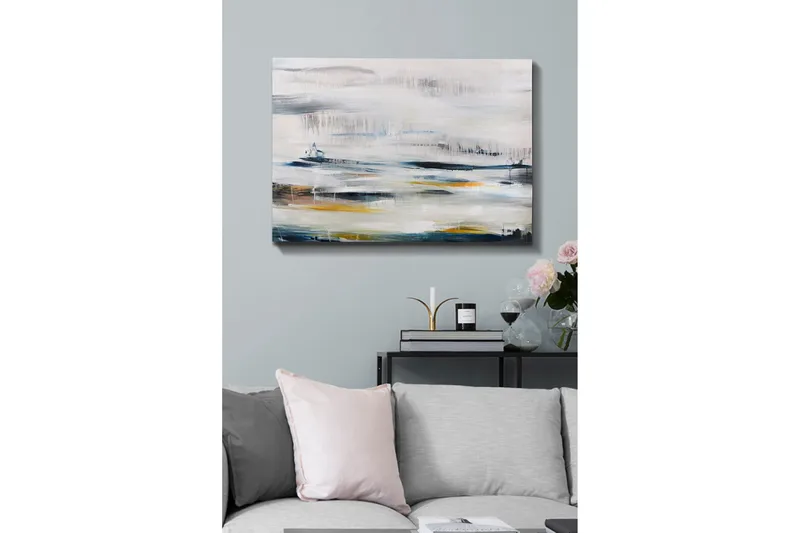 Canvastavla - Abstrakt landskap med mjuka färgövergångar, Blå / Grå / Gul